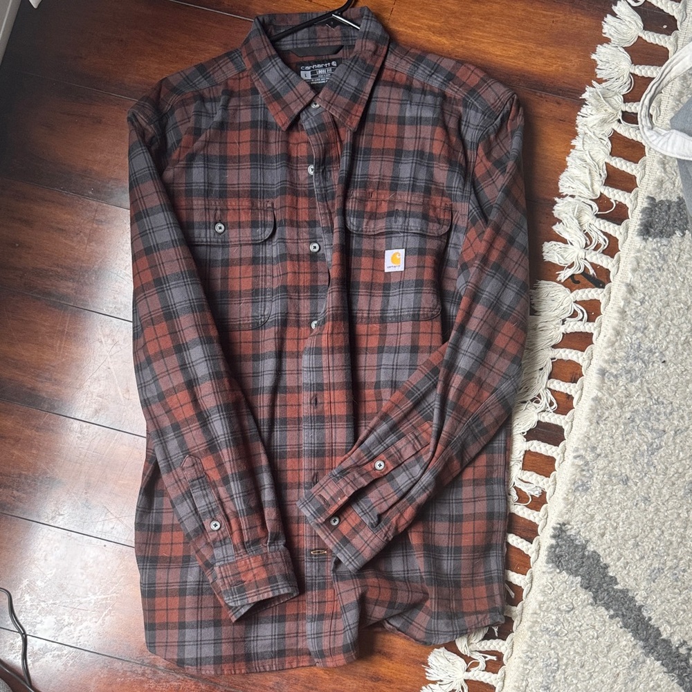 Carhartt Men's Casual Plaid Shirt - Red and Black